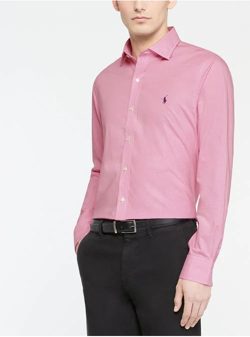 Chemise rose légère en coton piqué Ralph Lauren
