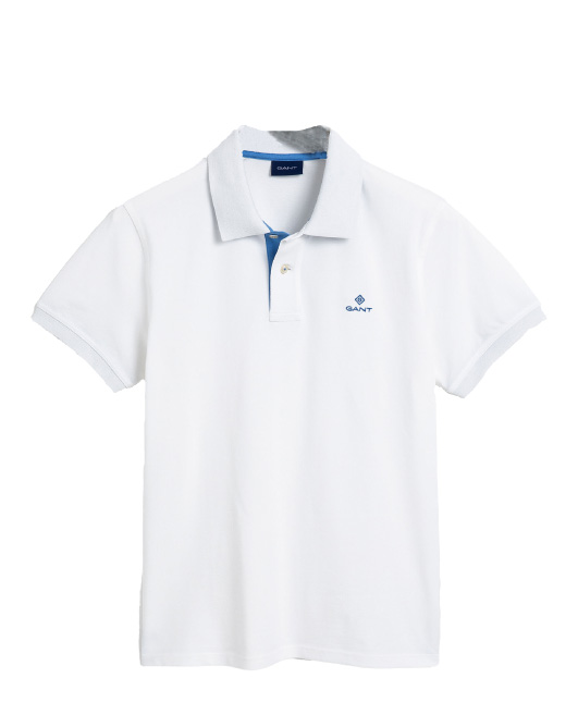 Polo Rugger Blanc à col contrastant Gant