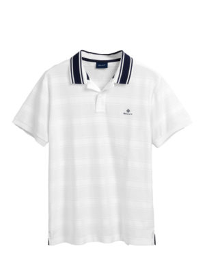 Polo blanc Texture Stripe Rugger Gant