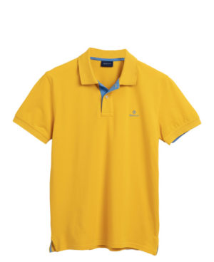 Polo jaune à col contrastant Gant