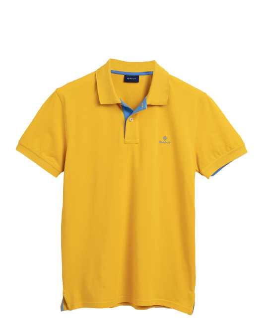 Polo jaune à col contrastant Gant