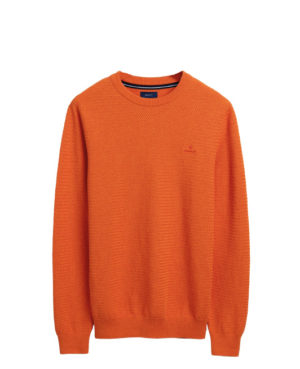 Pull orange col rond à motif panier Gant