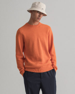 Pull orange col rond à motif panier Gant