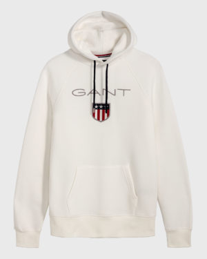 Sweat blanc à capuche Shield Gant