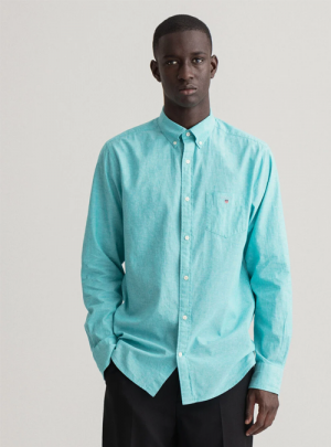 Chemise regular fit en coton et lin Gant
