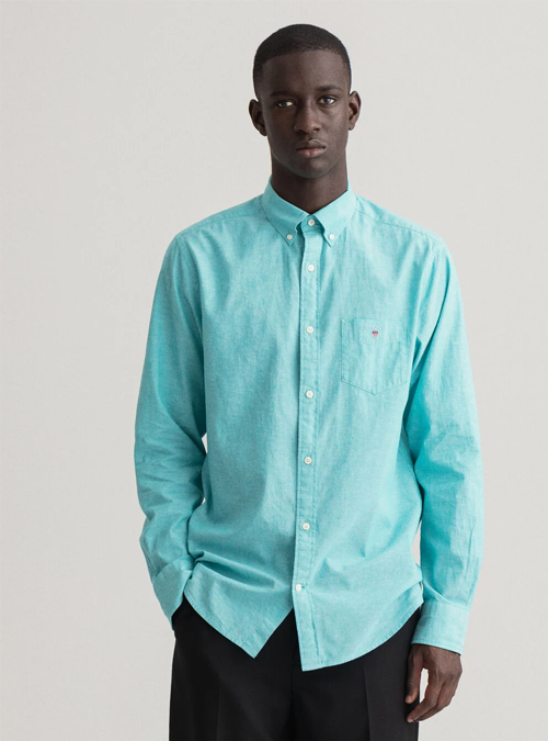 Chemise regular fit en coton et lin Gant