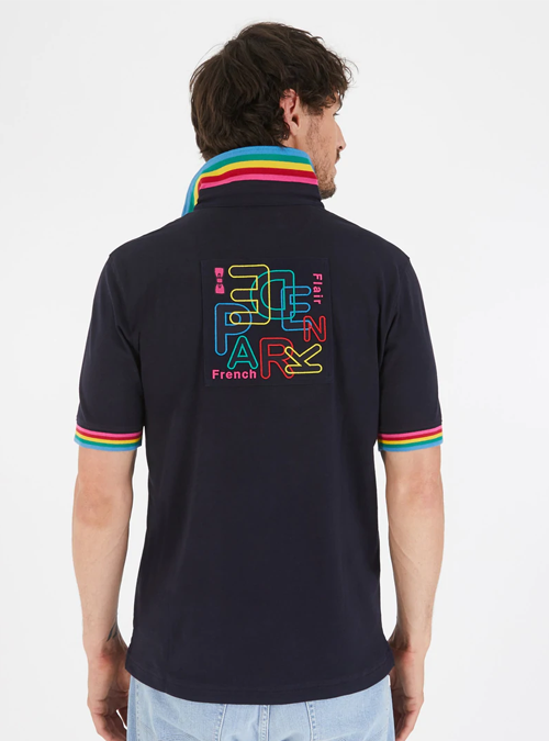 Polo marine en jersey à détails colorés Eden Park