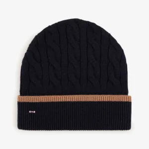 Bonnet bleu marine maille torsadée Eden Park
