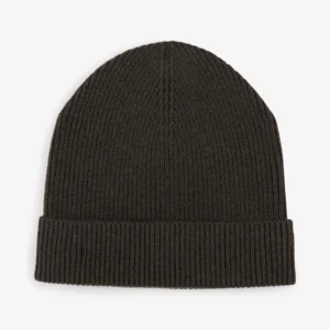 Bonnet kaki foncé côtelé en laine mélangée Eden Park
