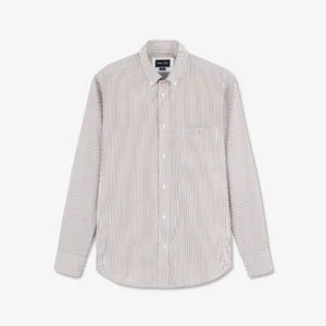 Chemise beige rayée en coton dobby Eden Park