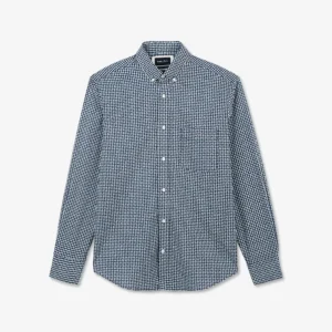 Chemise bleu marine en coton Pima imprimé exclusif Eden Park