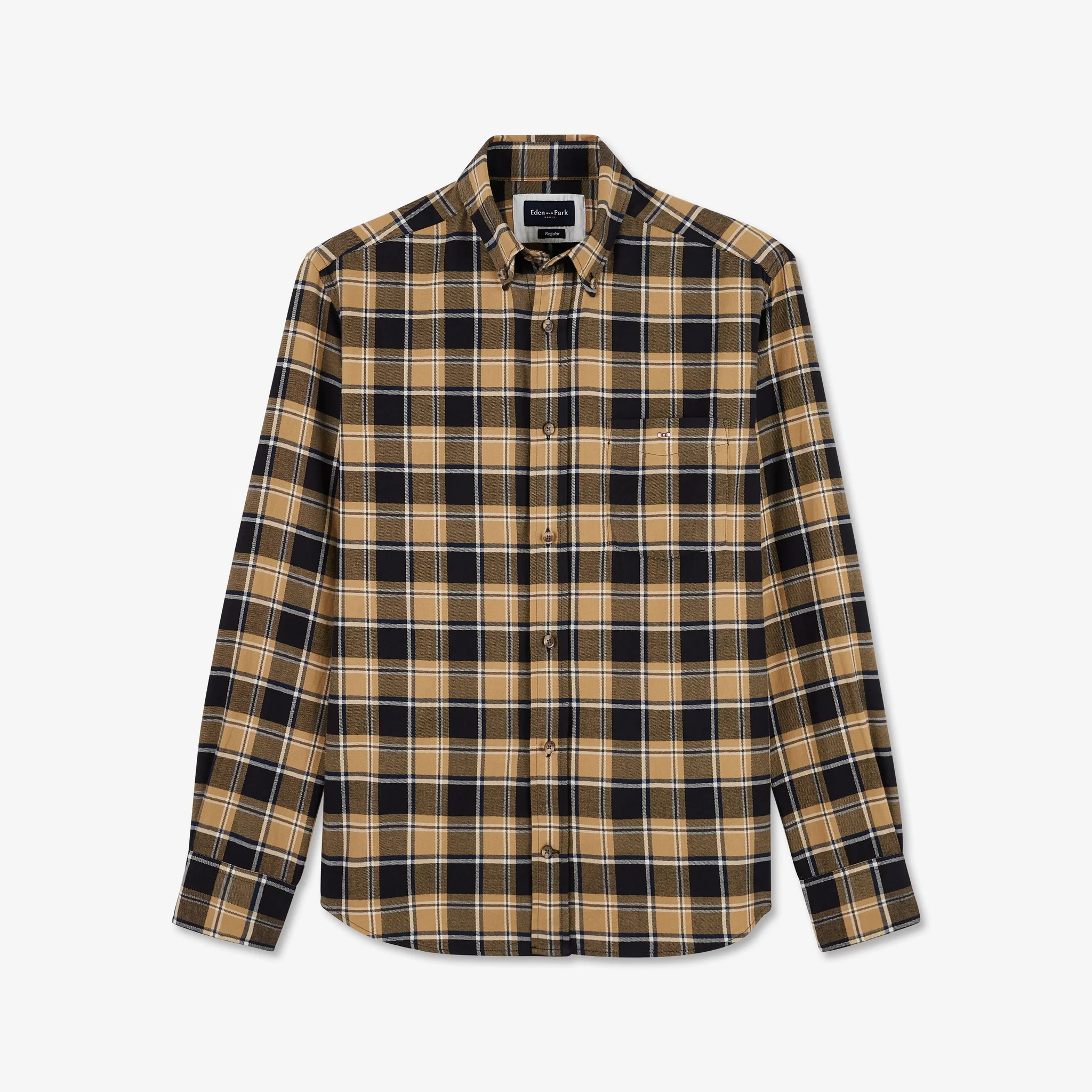 Chemise bleu foncé en flanelle à carreaux Eden Park – Image 2