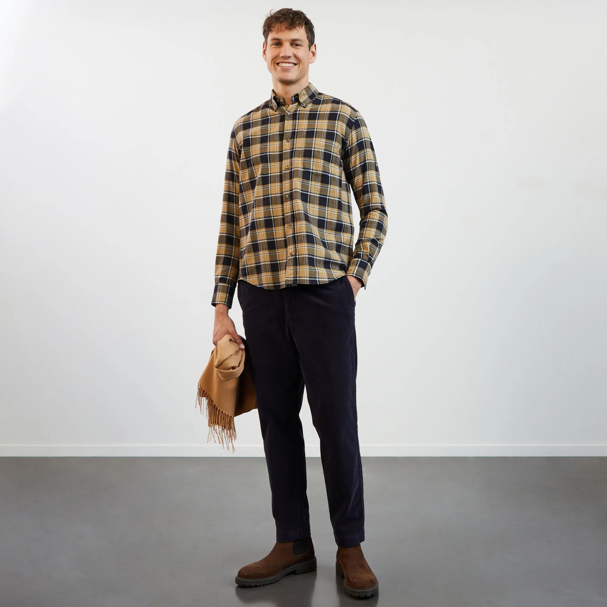 Chemise bleu foncé en flanelle à carreaux Eden Park – Image 3