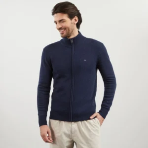 Cardigan bleu marine zippé à col montant Eden Park