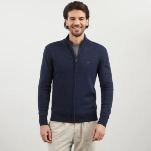 Cardigan bleu marine zippé à col montant Eden Park